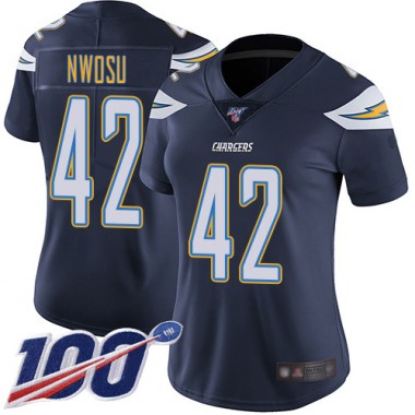 Los Angeles Chargers NFL Football Uchenna Nwosu Navy Blue Jersey Women Limited #42 Home 100th Season Vapor Untouchable->los angeles chargers->NFL Jersey